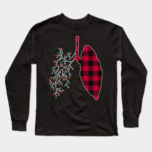 Respiratory Therapy Therapist Lungs Christmas Lights Long Sleeve T-Shirt